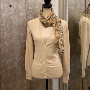 Theory Women's 100% cashmere Cream Cardigan Sweater, M